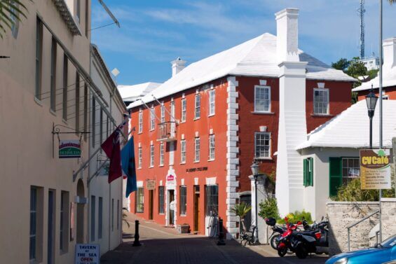 A main street in Bermuda on a sunny day.